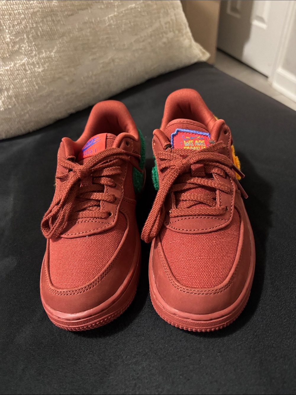 Nike Low Top Sneakers - Brick Red with Multicolor Patch